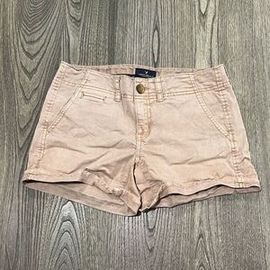 American Eagle Outfitters Womens Shortie Shorts Stretch Mid Rise Khaki Size 4